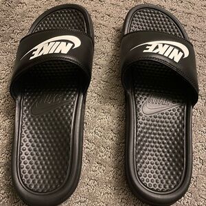 Nike Black and White Slide Sandals